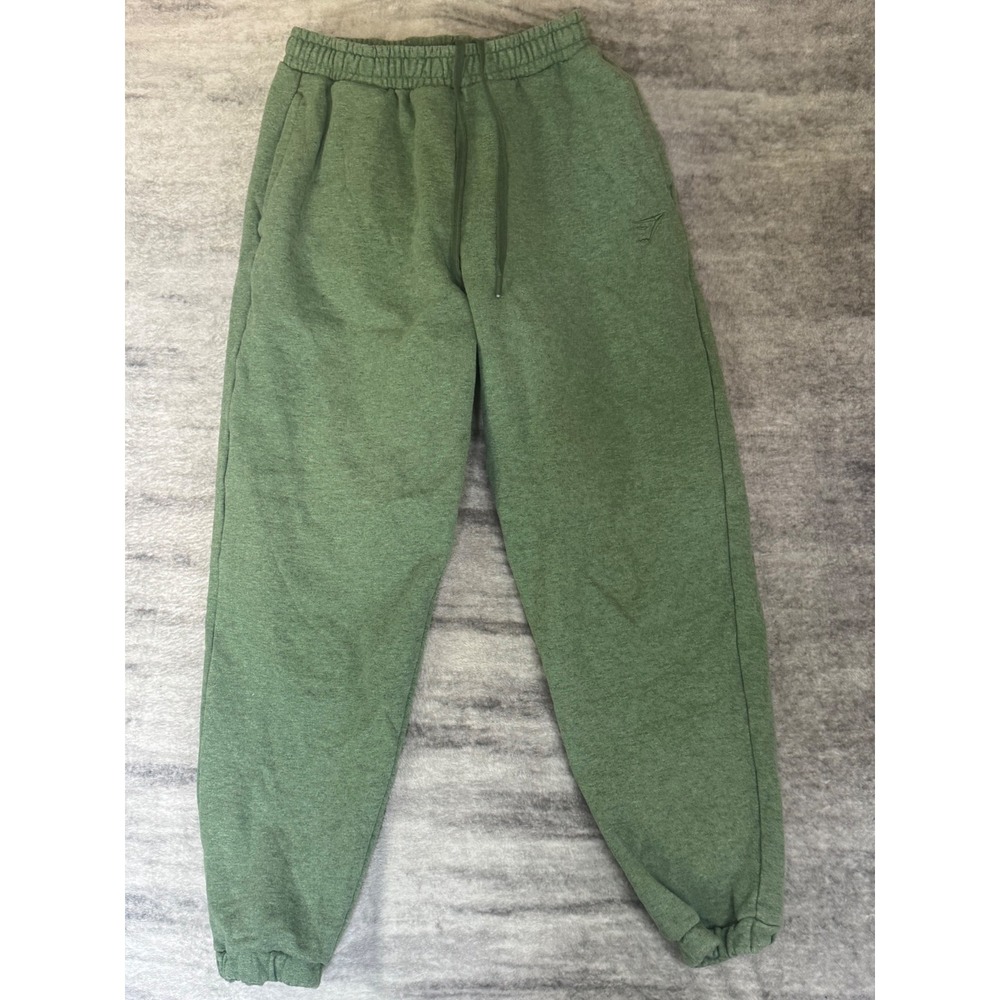 Gymshark Crest Joggers Sage Green Marl Sweatpants Small Tapered Fleece Pockets